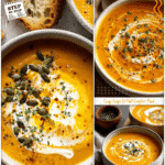 Creamy bowl of butternut squash soup garnished with herbs, showing the best butternut squash soup recipe for fall.